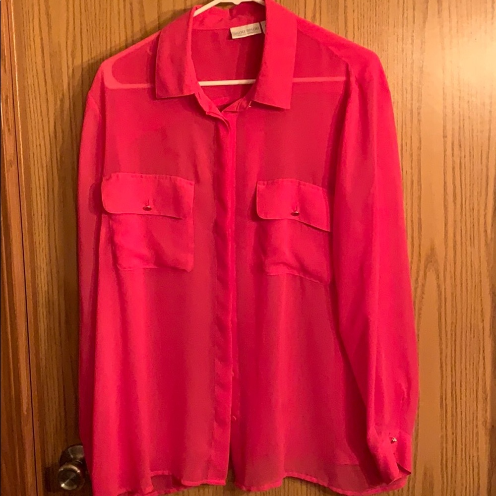 Bisou Bisou women’s pink open back blouse sz XL